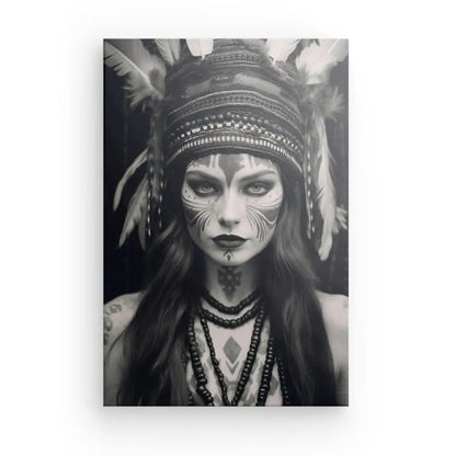 Tableau Femme Indienne Portrait Noir et Blanc - #tag1# - #tag2# 