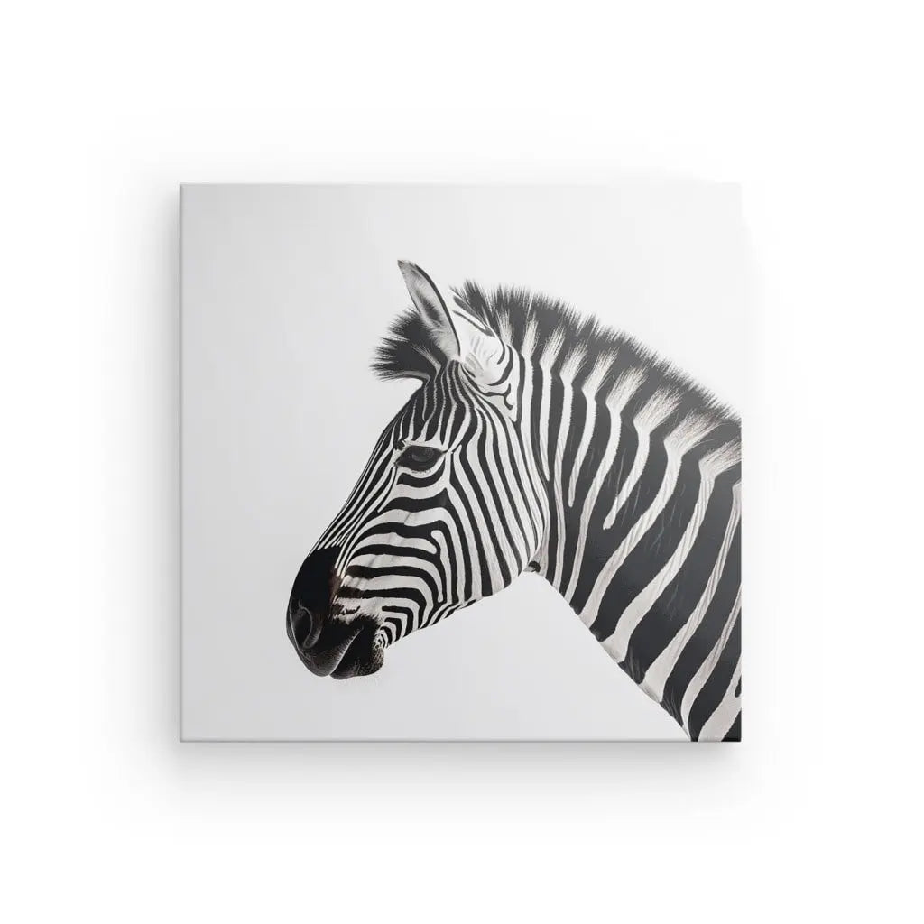 Tableau Carré Profil Zèbre Savane Noir et Blanc