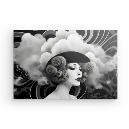 Tableau Moderne Femme Nuages Pop Culture Noir et Blanc - #tag1# - #tag2# 