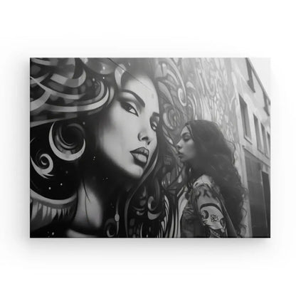 Tableau Photo de Rue Femme Graffiti Underground Noir et Blanc - #tag1# - #tag2# 