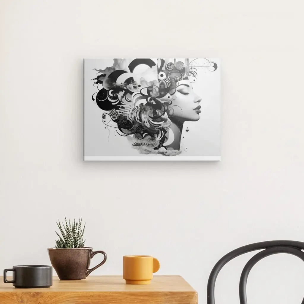 Tableau Portrait Patchwork Mélange Noir et Blanc - #tag1# - #tag2# 