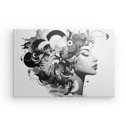 Tableau Portrait Patchwork Mélange Noir et Blanc - #tag1# - #tag2# 