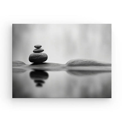 Tableau Relaxant Pierres Ruisseau Paysage Monochrome - #tag1# - #tag2# 