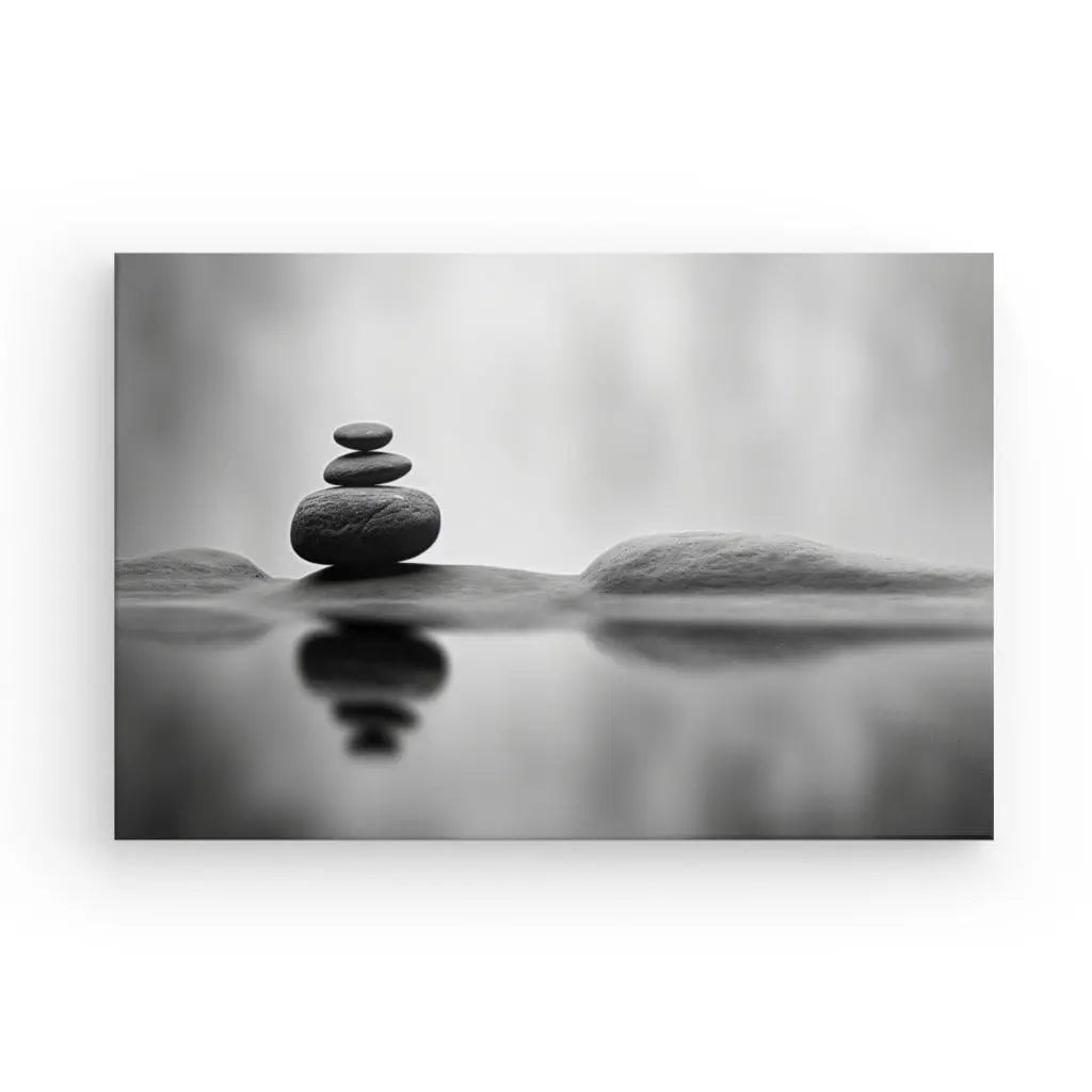 Tableau Relaxant Pierres Ruisseau Paysage Monochrome - #tag1# - #tag2# 