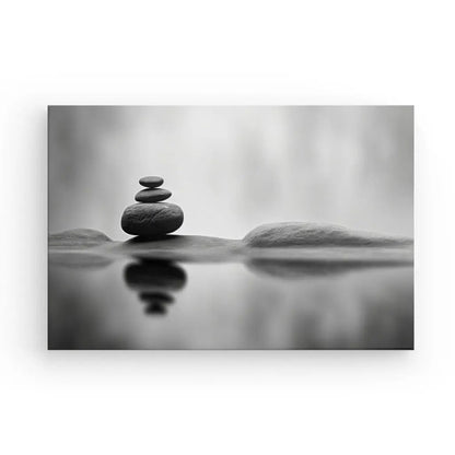 Tableau Relaxant Pierres Ruisseau Paysage Monochrome - #tag1# - #tag2# 