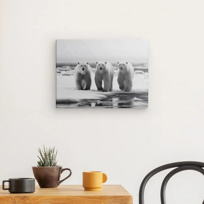 Tableau Famille Ours Polaires Noir et Blanc - #tag1# - #tag2# 