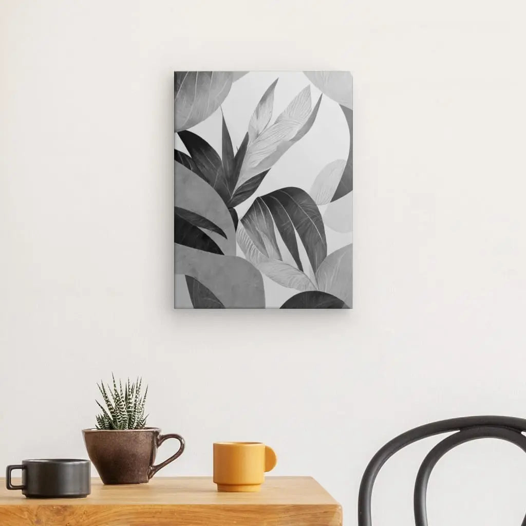 Tableau Végétal Feuilles Nature Noir et Blanc Moderne - #tag1# - #tag2# 