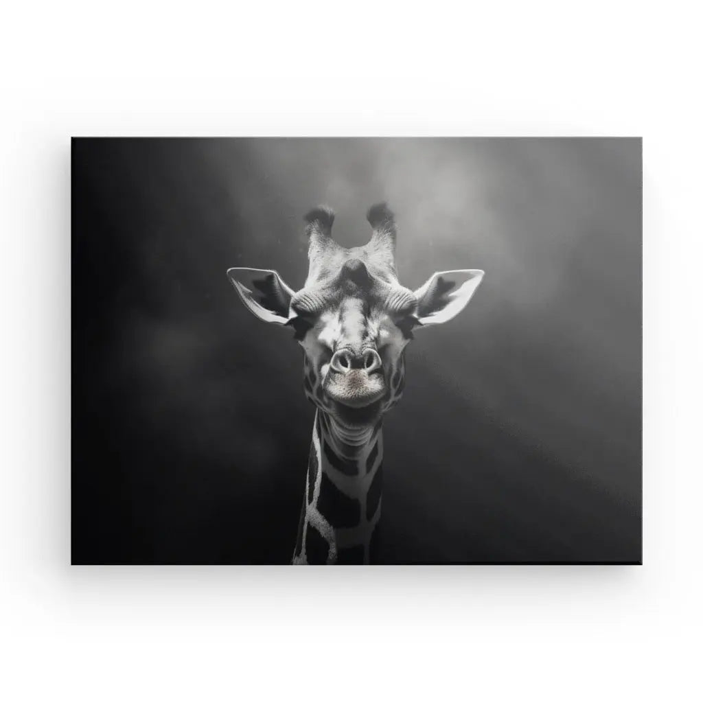 Tableau Portrait Girafe Drôle Noir et Blanc - #tag1# - #tag2# 