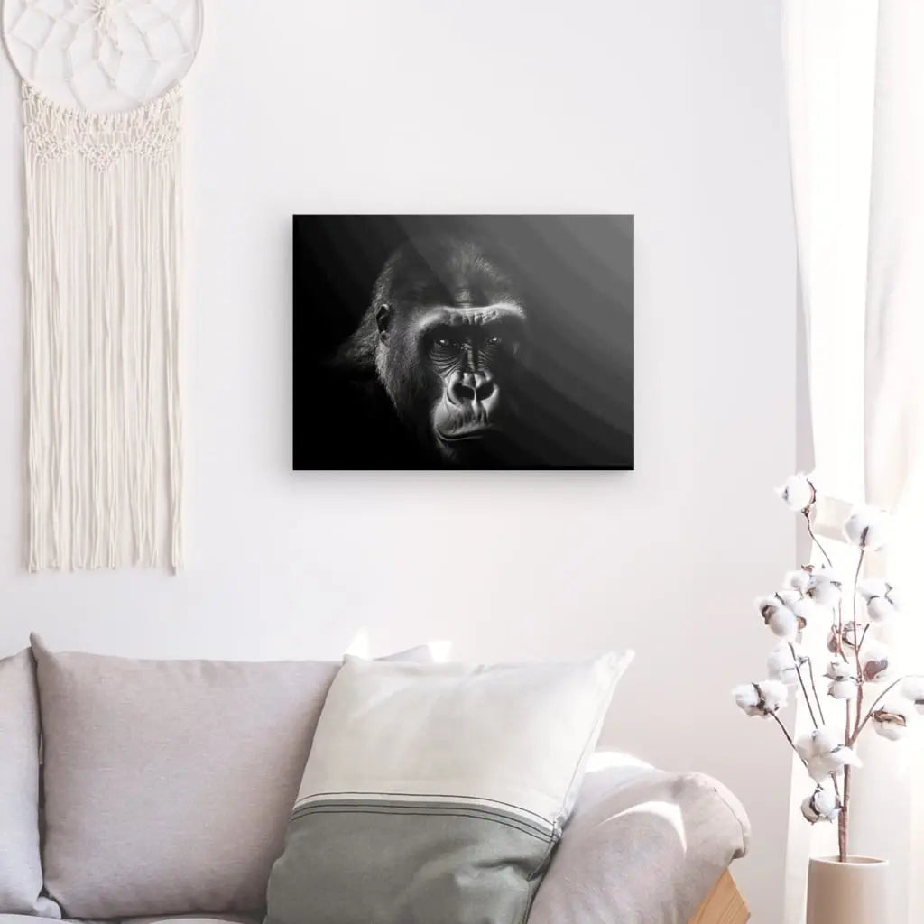 Tableau Portrait Gorille Grand Singe Noir et Blanc - #tag1# - #tag2# 