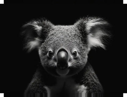 Tableau Portrait Koala Mignon Noir et Blanc - #tag1# - #tag2# 