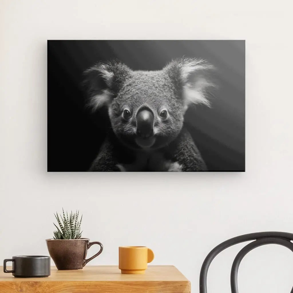 Tableau Portrait Koala Mignon Noir et Blanc - #tag1# - #tag2# 