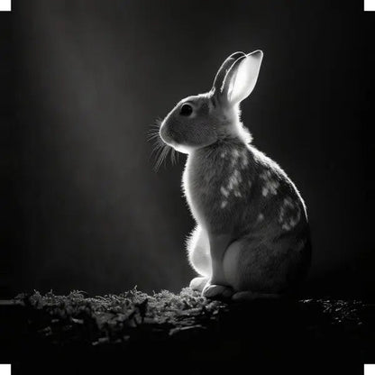 Tableau Lapin Campagne Nature Animal Noir et Blanc - #tag1# - #tag2# 