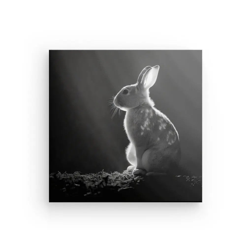 Tableau Lapin Campagne Nature Animal Noir et Blanc - #tag1# - #tag2# 