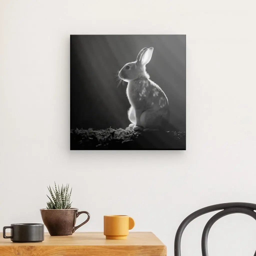 Tableau Lapin Campagne Nature Animal Noir et Blanc - #tag1# - #tag2# 