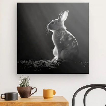 Tableau Lapin Campagne Nature Animal Noir et Blanc - #tag1# - #tag2# 