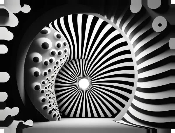 Tableau Moderne 3D Hypnotique Noir et Blanc - #tag1# - #tag2# 