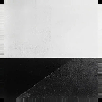 Tableau Epuré Design Minimaliste Noir et Blanc, cette œuvre présente une moitié supérieure blanche et une moitié inférieure noire divisées par une ligne diagonale, parfaite pour une décoration intérieure sophistiquée.