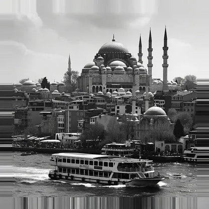 Tableau Istambul Paysage Mosquée Turquie Noir et Blanc - #tag1# - #tag2# 