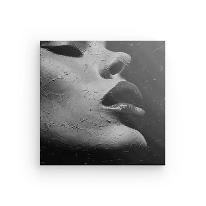 Tableau Visage Femme Peinture Acrylique Gros Plan Noir et Blanc - #tag1# - #tag2# 