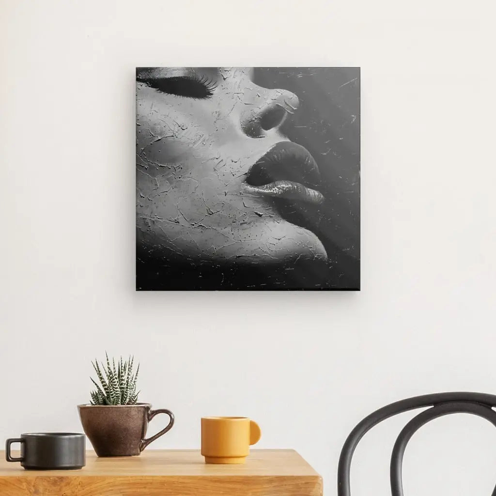 Tableau Visage Femme Peinture Acrylique Gros Plan Noir et Blanc - #tag1# - #tag2# 