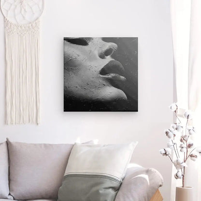 Tableau Visage Femme Peinture Acrylique Gros Plan Noir et Blanc - #tag1# - #tag2# 