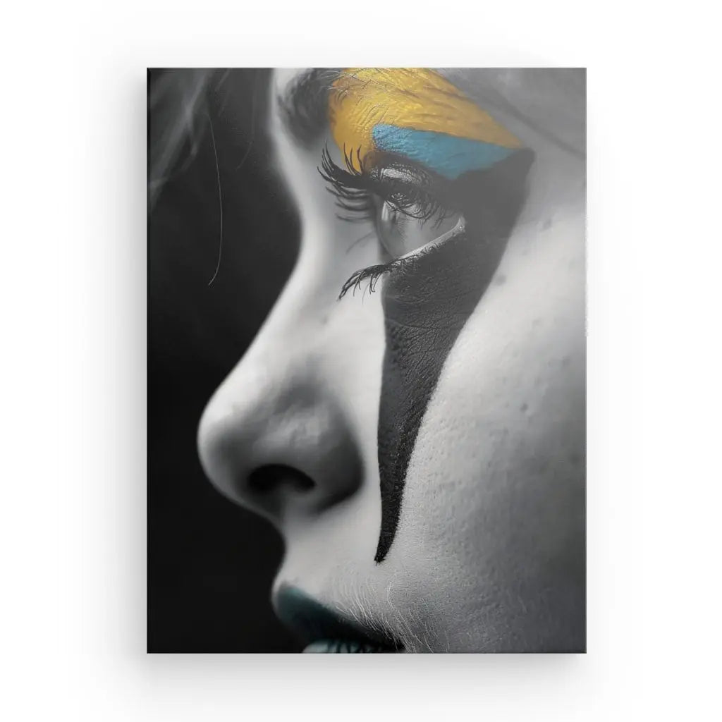 Tableau Profil Femme Maquillée Noir Blanc Touches de Couleur - #tag1# - #tag2# 