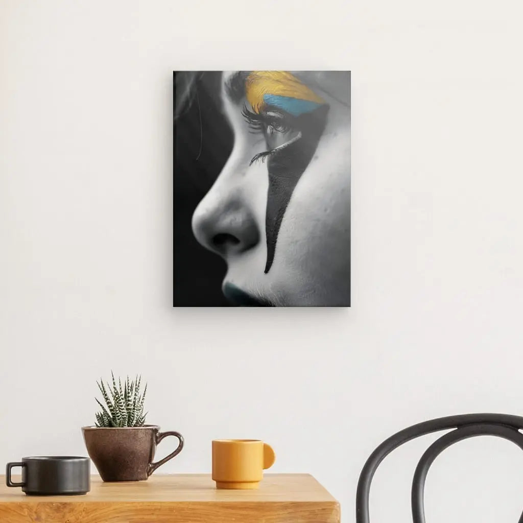 Tableau Profil Femme Maquillée Noir Blanc Touches de Couleur - #tag1# - #tag2# 