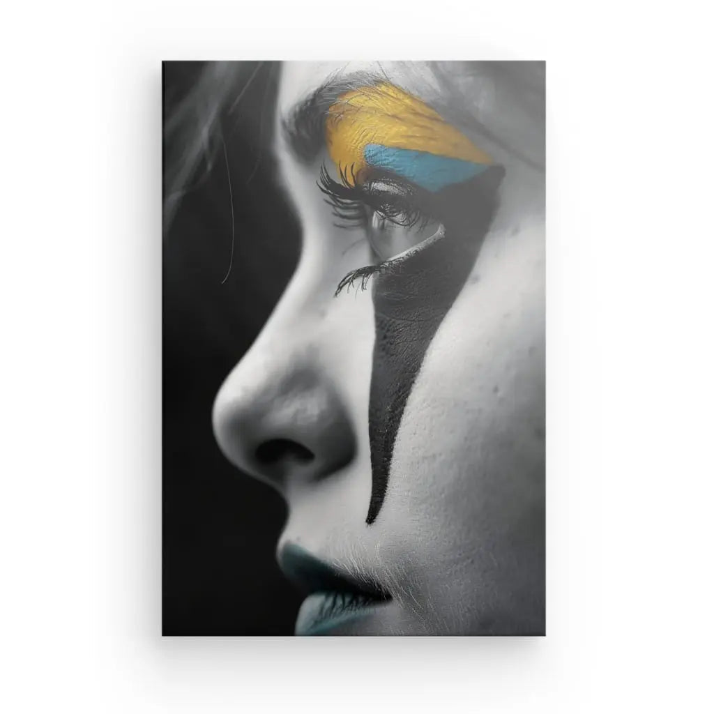 Tableau Profil Femme Maquillée Noir Blanc Touches de Couleur - #tag1# - #tag2# 