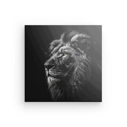 Tableau Lion Roi Jungle Noir et Blanc Yeux Marrons - #tag1# - #tag2# 