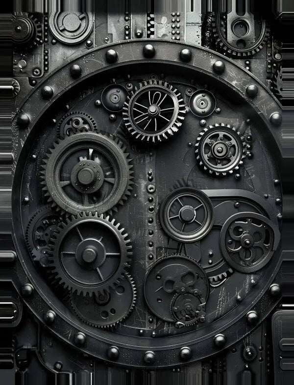 Tableau Steampunk Noir et Blanc Engrenages Rouages - #tag1# - #tag2# 