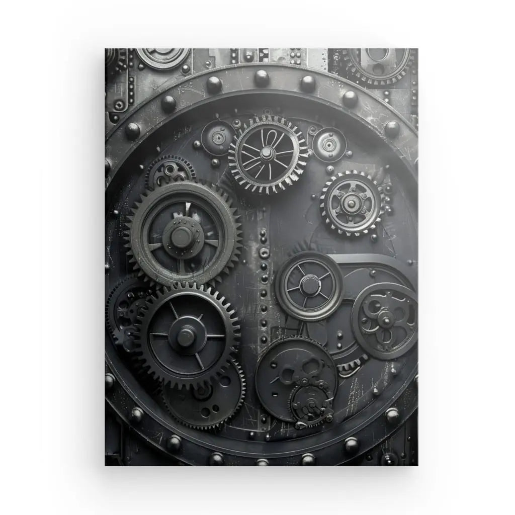Tableau Steampunk Noir et Blanc Engrenages Rouages - #tag1# - #tag2# 
