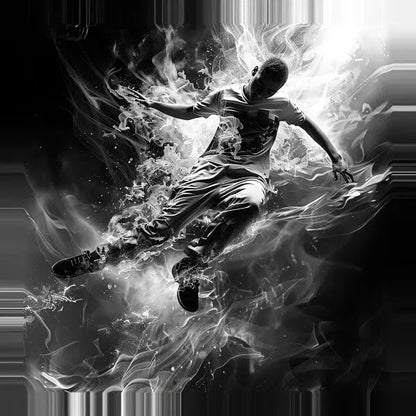 Tableau Danseur Fumée Streetwear Noir et Blanc - #tag1# - #tag2# 