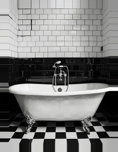 Tableau Salle de Bain Baignoire Noir et Blanc - #tag1# - #tag2# 