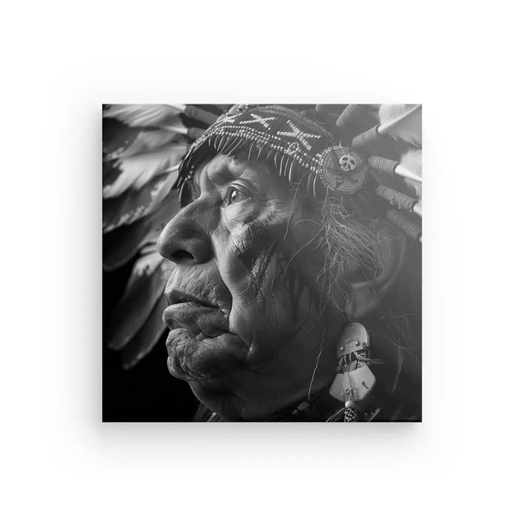 Tableau Indien Géronimo Noir et Blanc - #tag1# - #tag2# 