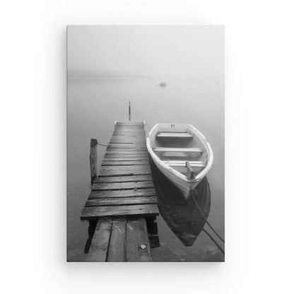 Tableau Ponton Barque Lac Noir et Blanc - #tag1# - #tag2# 