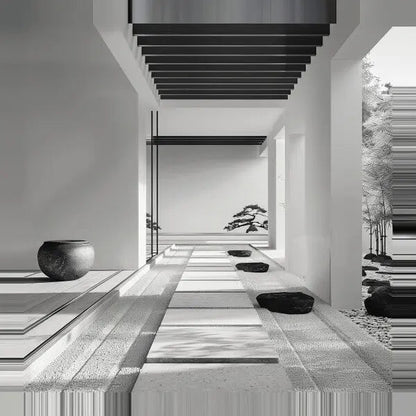 Tableau Espace Détente Architecture Noir et Blanc - #tag1# - #tag2# 