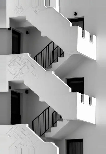 Tableau Escaliers Noir et Blanc Paysage Architectural - #tag1# - #tag2# 
