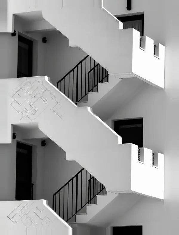 Tableau Escaliers Noir et Blanc Paysage Architectural - #tag1# - #tag2# 