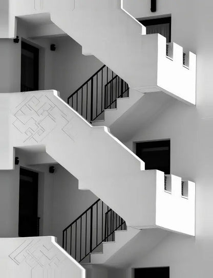 Tableau Escaliers Noir et Blanc Paysage Architectural - #tag1# - #tag2# 