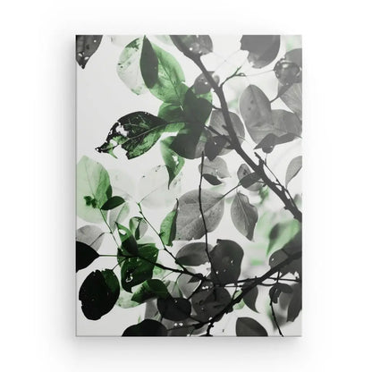 Tableau Nature Feuilles Noir et Blanc Touche de Vert - #tag1# - #tag2# 