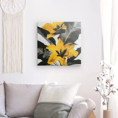 Tableau Fleurs Jaunes Design Noir et Blanc - #tag1# - #tag2# 