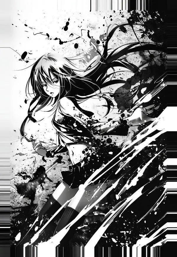 Tableau Manga Femme Anime Noir et Blanc - #tag1# - #tag2# 