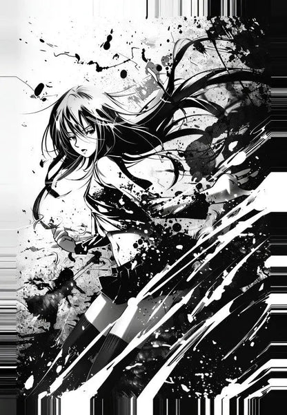 Tableau Manga Femme Anime Noir et Blanc - #tag1# - #tag2# 