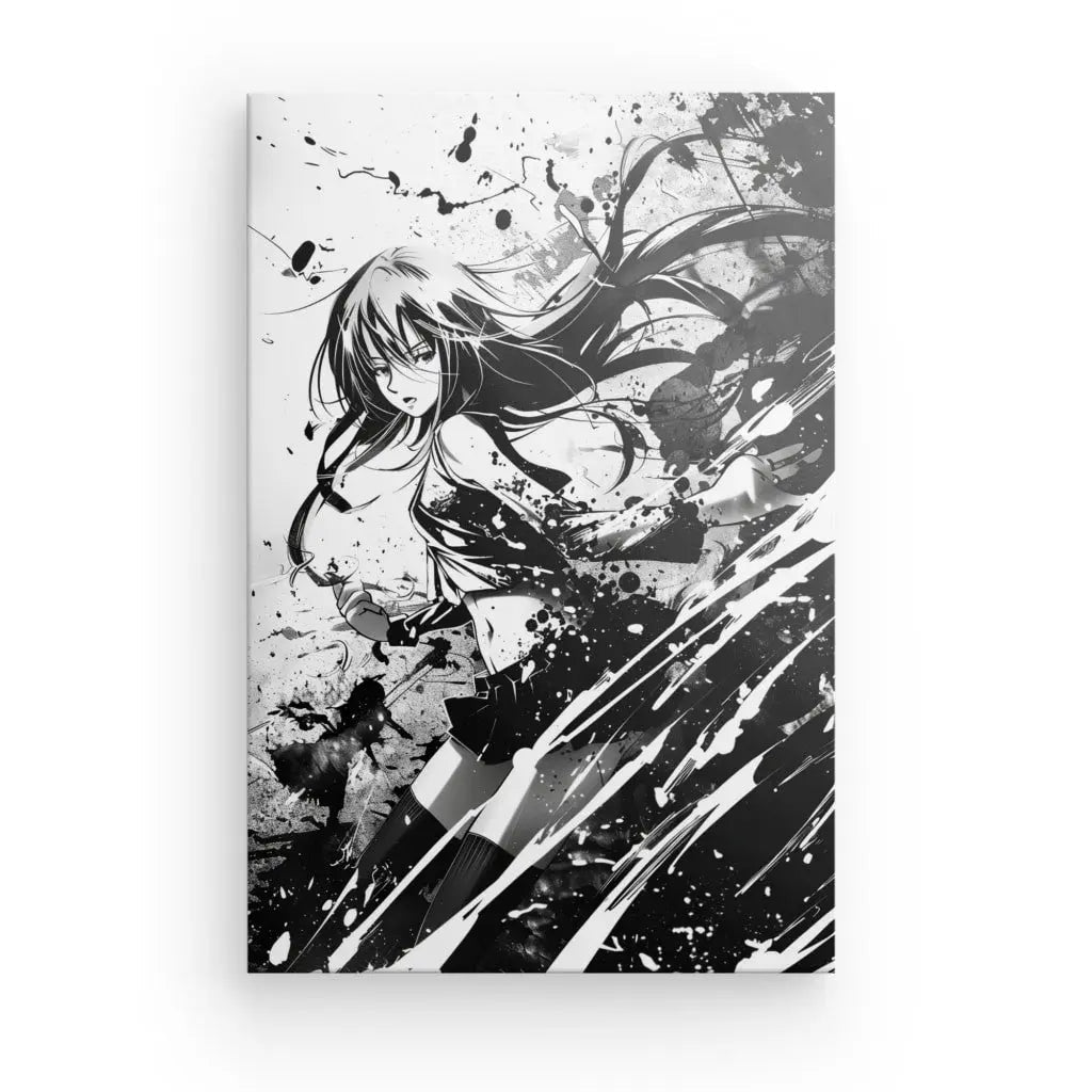 Tableau Manga Femme Anime Noir et Blanc - #tag1# - #tag2# 