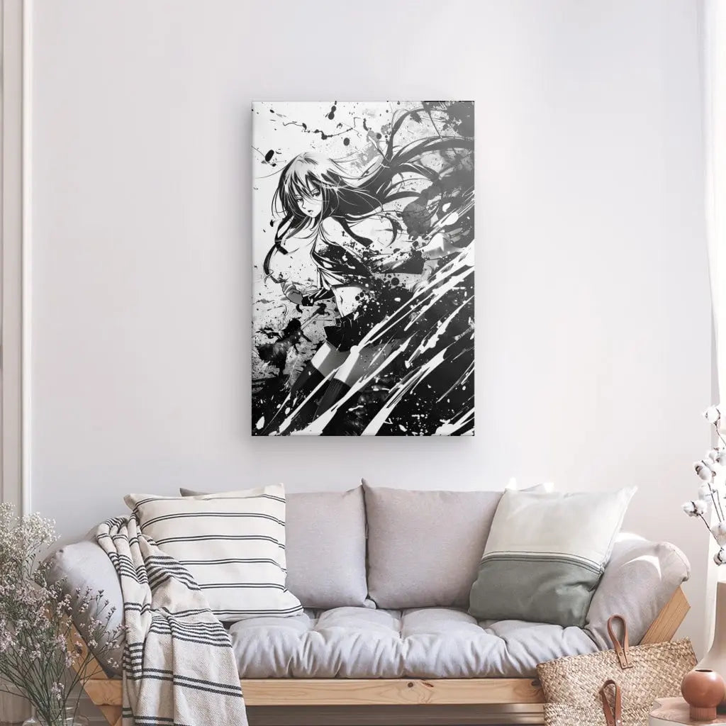 Tableau Manga Femme Anime Noir et Blanc - #tag1# - #tag2# 