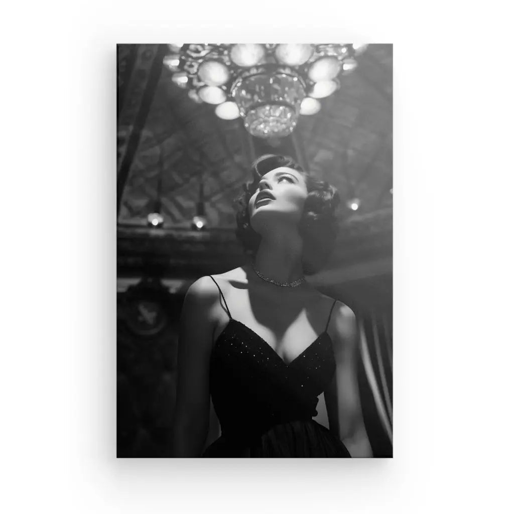 Tableau Portrait Diva Femme 50's Luxe Noir et Blanc - #tag1# - #tag2# 