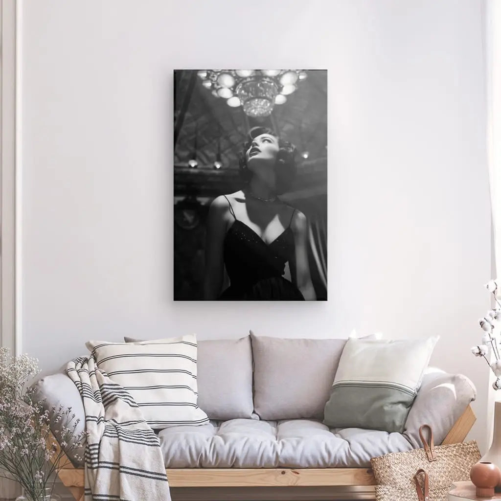 Tableau Portrait Diva Femme 50's Luxe Noir et Blanc - #tag1# - #tag2# 