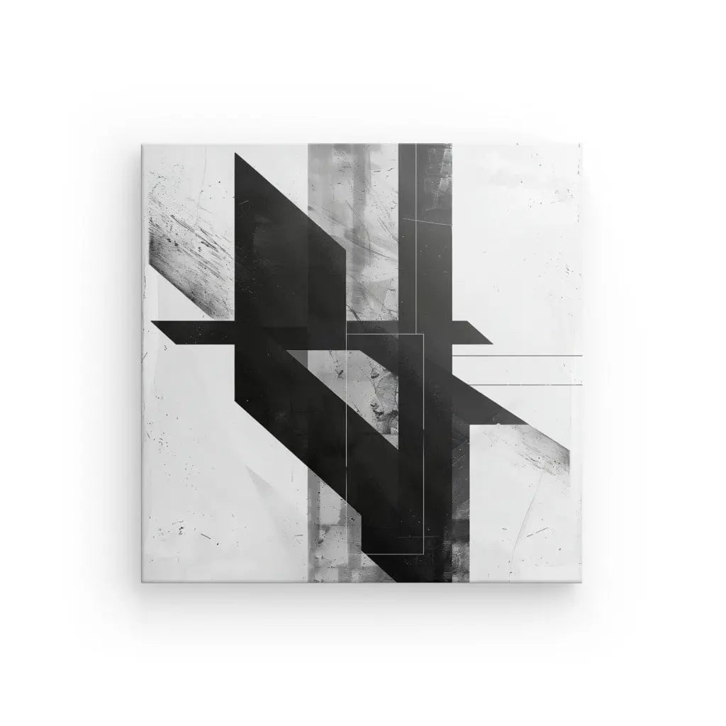 Tableau Dessin Abstrait Géométrique Noir et Blanc - #tag1# - #tag2# 