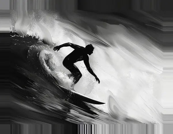 Tableau Surfeur Vague Rouleau Noir et Blanc - #tag1# - #tag2# 