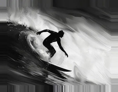 Tableau Surfeur Vague Rouleau Noir et Blanc - #tag1# - #tag2# 